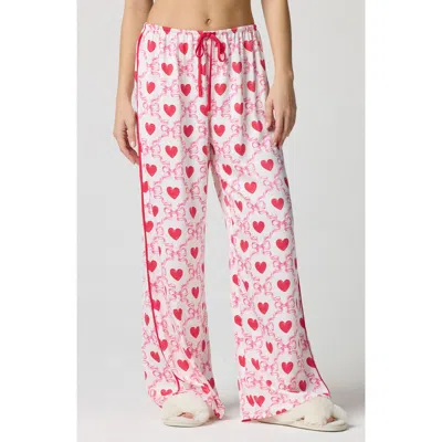 Florence By Mills Bow Satin Pajama Pants In Red
