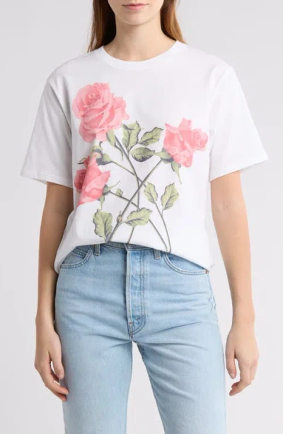 Florence By Mills Boyfriend Graphic T-shirt In Bright White Rose