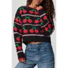 Florence By Mills Cherry Crewneck Crop Sweater In Multi