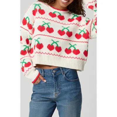 Florence By Mills Cherry Crewneck Crop Sweater In Multi