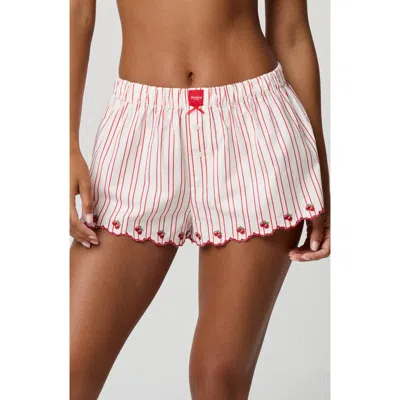 Florence By Mills Cherry Stripe Sleep Shorts In Pink