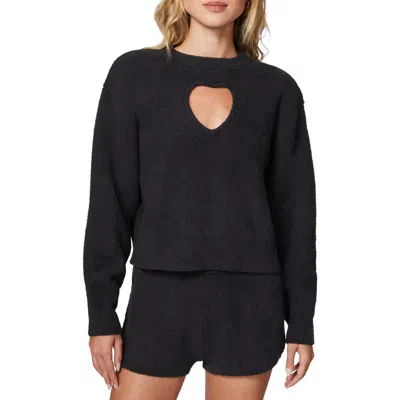 Florence By Mills Cloud Heart Cutout Bouclé Sweater In Black