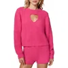 Florence By Mills Cloud Heart Cutout Bouclé Sweater In Fuchsia Purple