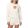 Florence By Mills Cloud Heart Cutout Bouclé Sweater In Jet Stream