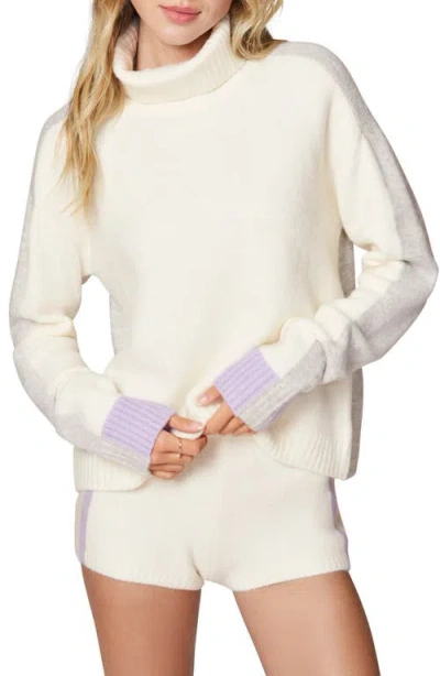 Florence By Mills Colorblock Tipped Turtleneck Sweater In Jet Stream