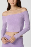 Florence By Mills Core Washed Off The Shoulder Rib Top In Purple