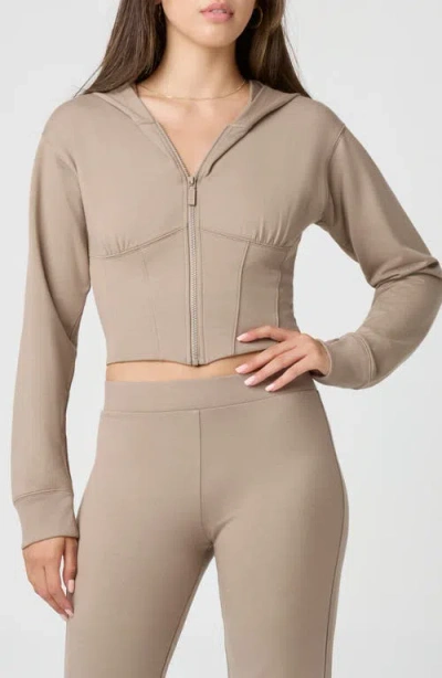 Florence By Mills Corset Zip Hoodie In Brown