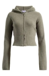 Florence By Mills Cozy Crop Zip Sweater Hoodie In Dusty Olive