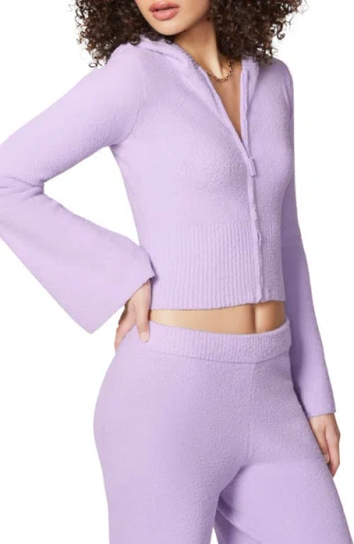 Florence By Mills Cozy Crop Zip Sweater Hoodie In Soft Millie Lavender