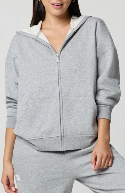 Florence By Mills Cozy Crush Forever Embroidered Oversize Graphic Zip Hoodie In Gray