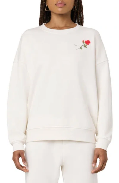 Florence By Mills Cozy Crush Forever Embroidered Oversize Sweatshirt In Jet Str Rose