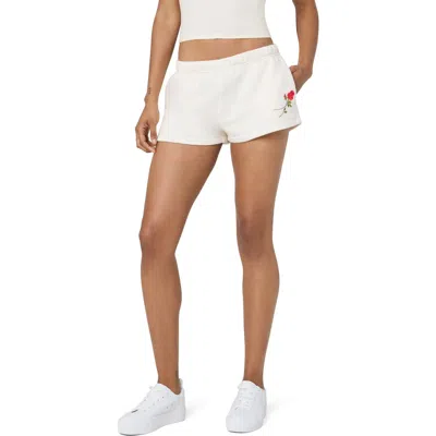 Florence By Mills Cozy Crush Forever Rose Embroidered Sweat Shorts In Jet Str Rose