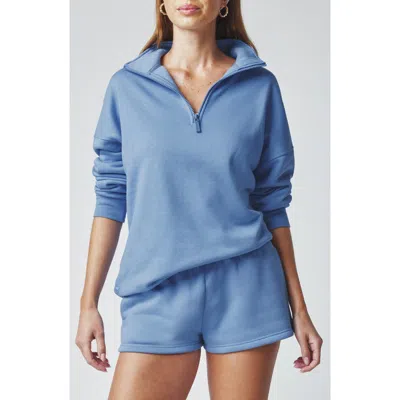 Florence By Mills Cozy Crush Half-zip Cotton Blend Sweatshirt In Blue
