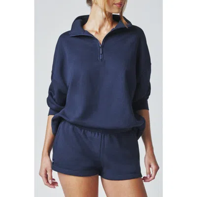 Florence By Mills Cozy Crush Half-zip Cotton Blend Sweatshirt In Blue