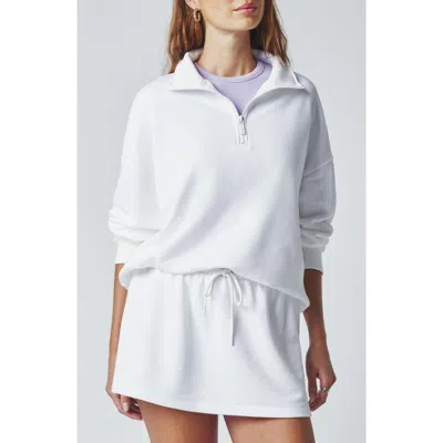 Florence By Mills Cozy Crush Half-zip Cotton Blend Sweatshirt In White