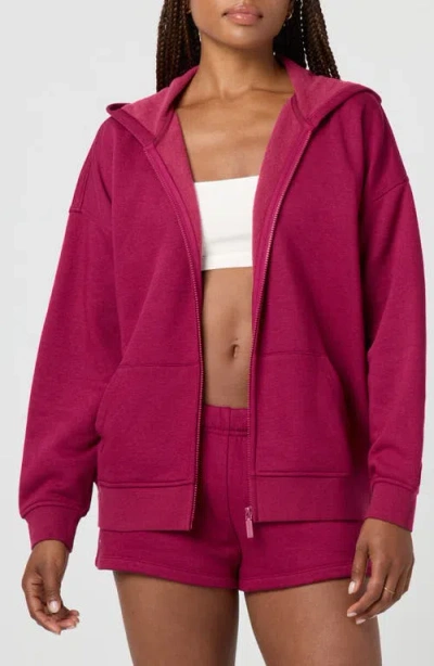 Florence By Mills Cozy Crush Oversize Zip Hoodie In Red