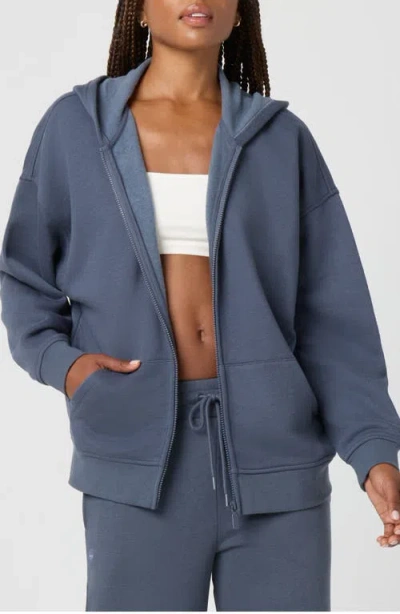Florence By Mills Cozy Crush Oversize Zip Hoodie In Blue