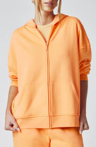 Florence By Mills Cozy Crush Oversize Zip Hoodie In Orange