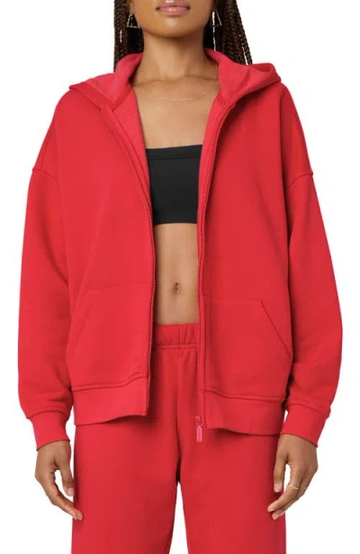 Florence By Mills Cozy Crush Oversize Zip Hoodie In Scarlet