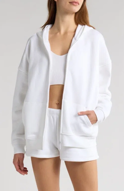 Florence By Mills Cozy Crush Oversize Zip Hoodie In White