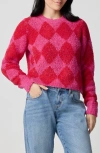 Florence By Mills Crop Argyle Chenille Sweater In Animal Print