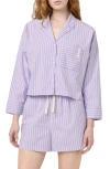 Florence By Mills Crop Pajama Top In Lavendar Stripe