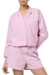 Florence By Mills Crop Pajama Top In Pink Stripe
