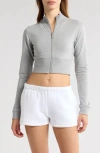 Florence By Mills Crop Stretch Cotton Blend Track Jacket In Gray