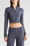Florence By Mills Crop Stretch Cotton Blend Track Jacket In Grisaille