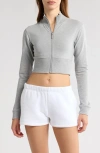 Florence By Mills Crop Stretch Cotton Blend Track Jacket In Heather Grey