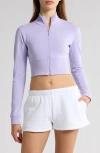 Florence By Mills Crop Stretch Cotton Blend Track Jacket In Millie Lavender