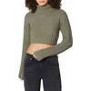 Florence By Mills Crop Turtleneck Sweater In Dusty Olive