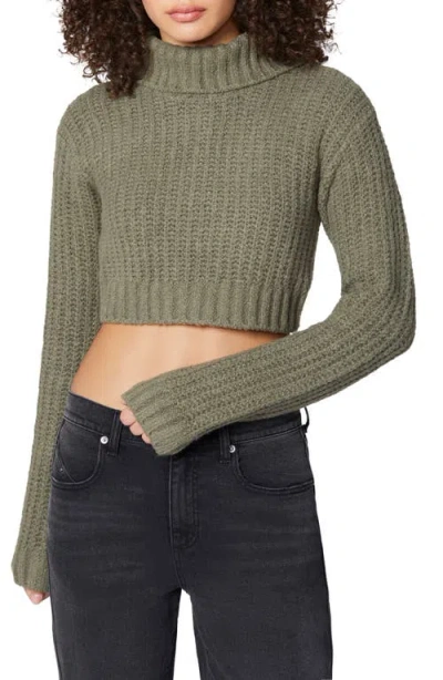 Florence By Mills Crop Turtleneck Sweater In Dusty Olive