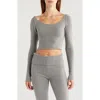 Florence By Mills Cross Back Crop Sweater In Heather Grey