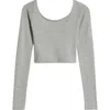 Florence By Mills Cross Back Crop Sweater In Heather Grey