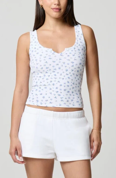 Florence By Mills Ditsy Floral Scoop Neck Tank In Blue