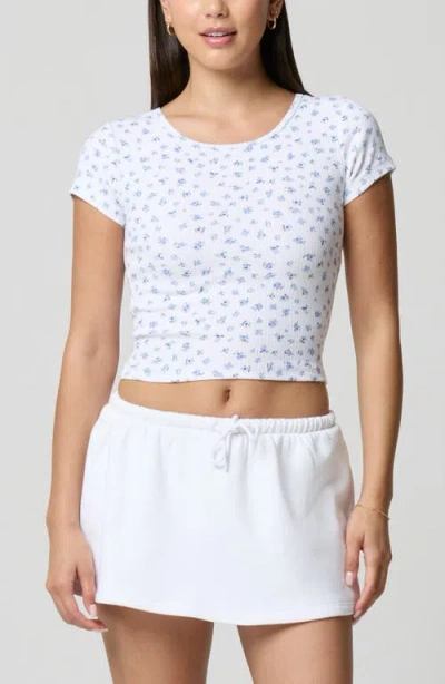 Florence By Mills Ditsy Floral Stretch Cotton Crop Baby T-shirt In Blue
