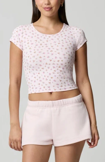 Florence By Mills Ditsy Floral Stretch Cotton Crop Baby T-shirt In Pink