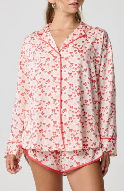 Florence By Mills Dream Satin Pajama Shirt In Multi