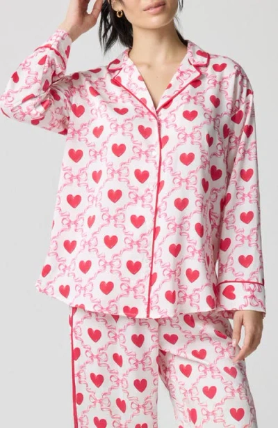 Florence By Mills Dream Satin Pajama Shirt In Red