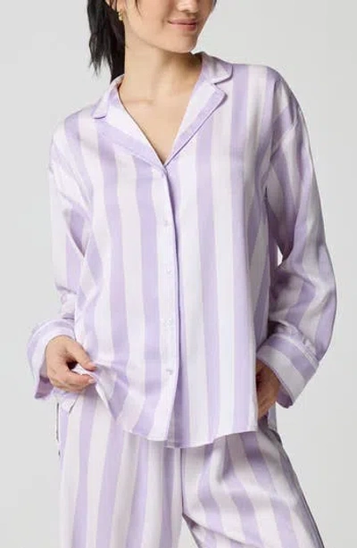 Florence By Mills Dream Satin Pajama Shirt In Purple