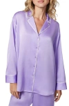 Florence By Mills Dream Satin Pajama Shirt In Millie Lavender
