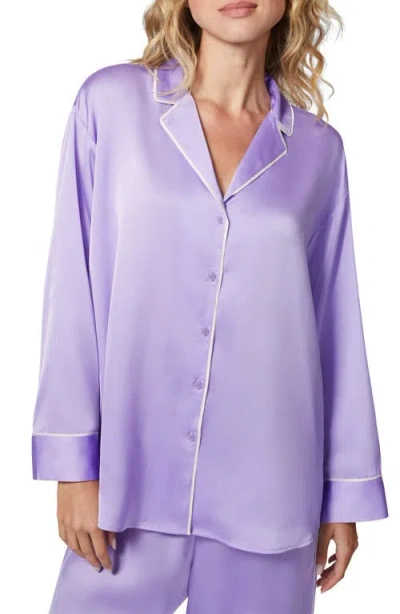 Florence By Mills Dream Satin Pajama Shirt In Millie Lavender