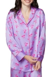 Florence By Mills Dream Satin Pajama Shirt In Millie Lavender Bows