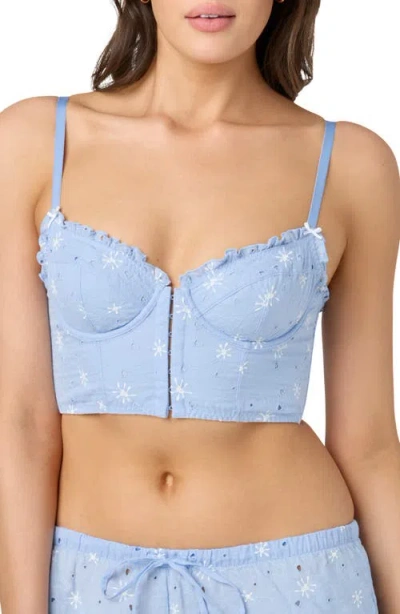 Florence By Mills Embroidered Crop Cotton Top In Blue