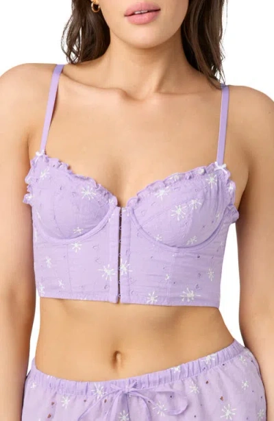 Florence By Mills Embroidered Crop Cotton Top In Millie Lavender/green Essence