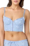 Florence By Mills Embroidered Crop Cotton Top In Windsurfer Blue/jet Stream