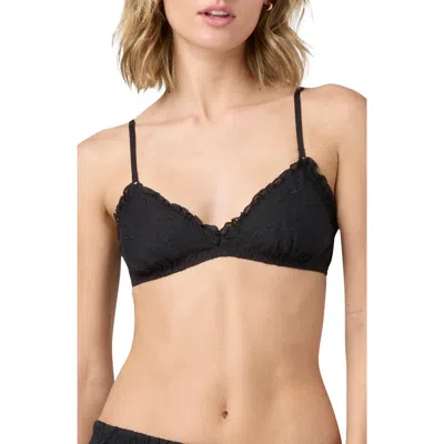Florence By Mills Eyelet Cotton Bralette In Black