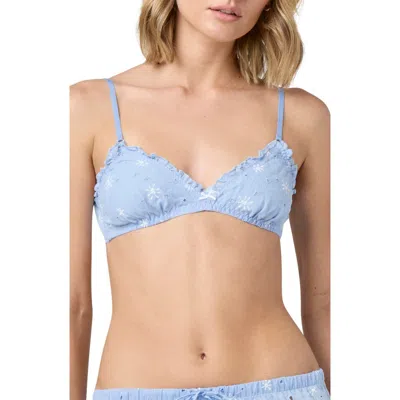 Florence By Mills Eyelet Cotton Bralette In Blue