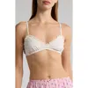 Florence By Mills Eyelet Cotton Bralette In Ivory/pink Multi